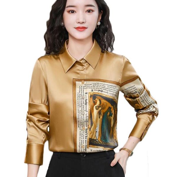 women's blouses & shirts long sleeve chiffon blouse women vintage print korean silk shirt office plus size chemise femme, White
women's blouses & shirts long sleeve chiffon blouse women vintage print korean silk shirt office plus size chemise femme, White