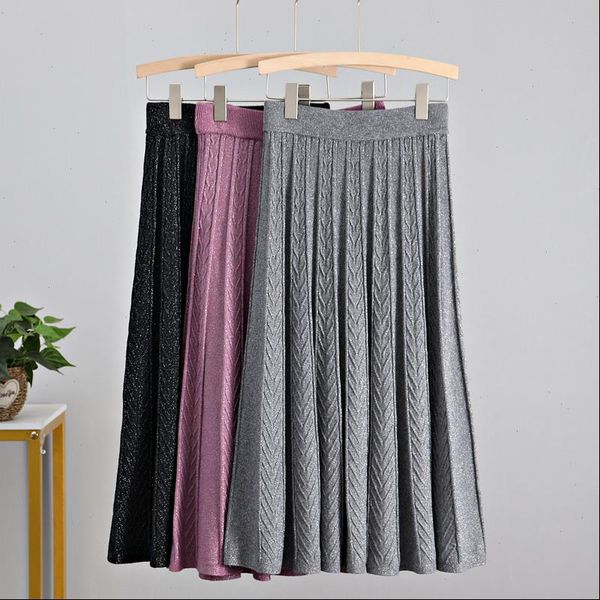 thick warm women pleated skirt lurex high waist knitted sweater skirts autumn winter long a line midi skirt black
thick warm women pleated skirt lurex high waist knitted sweater skirts autumn winter long a line midi skirt black