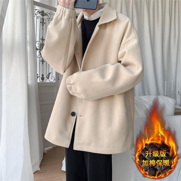 men's wool & blends woolen coat winter long-sleeved loose couple solid color lapel long plus size clothing, Black
men's wool & blends woolen coat winter long-sleeved loose couple solid color lapel long plus size clothing, Black