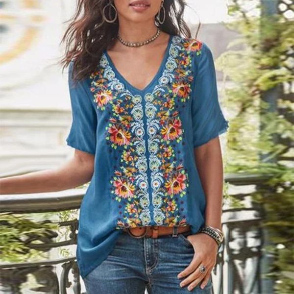 women's blouses & shirts retro floral print plus size vintage female tunic short sleeve o neck elegant womens and boho shirt, White
women's blouses & shirts retro floral print plus size vintage female tunic short sleeve o neck elegant womens and boho shirt, White