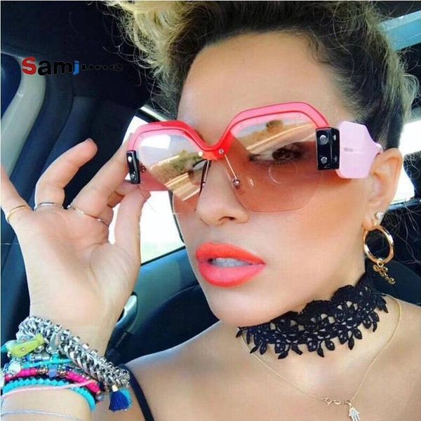 outdoor eyewear rimless oversized sunglasses women vintage red pink sun glasses for female rivet big frame male shades
outdoor eyewear rimless oversized sunglasses women vintage red pink sun glasses for female rivet big frame male shades