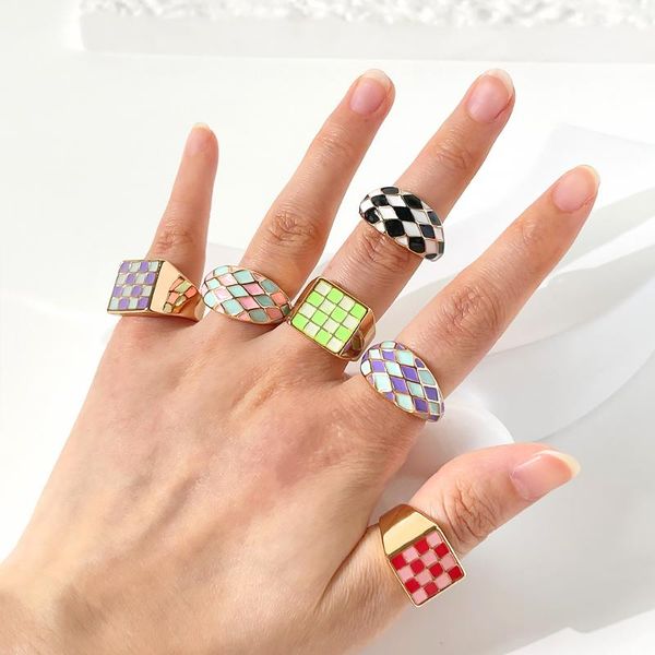 cluster rings peri'sbox cute candy color square plaid finger ring for women minimalist colorful rhombus enamel chunky, Golden;silver
cluster rings peri'sbox cute candy color square plaid finger ring for women minimalist colorful rhombus enamel chunky, Golden;silver