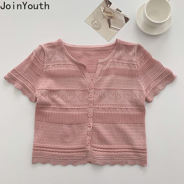 women's knits & tees joinyouth women cardigan 2021 summer knitted sweater o-neck short sleeve hollow out thin crop mujer korean pull f, White
women's knits & tees joinyouth women cardigan 2021 summer knitted sweater o-neck short sleeve hollow out thin crop mujer korean pull f, White