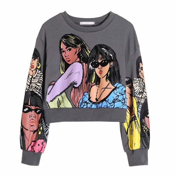 women sweatshirt girl print long sleeve o-neck loose pullover chic lady fashion casual clothes 210813, Black
women sweatshirt girl print long sleeve o-neck loose pullover chic lady fashion casual clothes 210813, Black