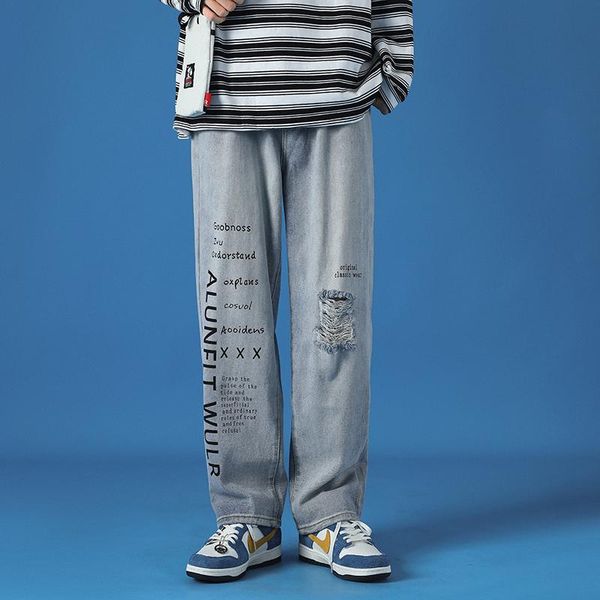 men's jeans hole men pants fashion english printing retro trousers harajuku korean s-5xl large size clothing, Blue
men's jeans hole men pants fashion english printing retro trousers harajuku korean s-5xl large size clothing, Blue