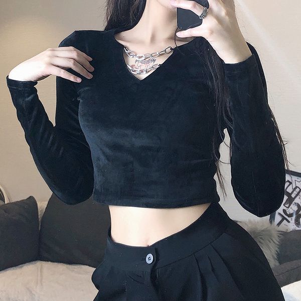 2021 autumn winter metal chain v neck slim short sweater color t shirt for women full sleeves 0u18, White
2021 autumn winter metal chain v neck slim short sweater color t shirt for women full sleeves 0u18, White