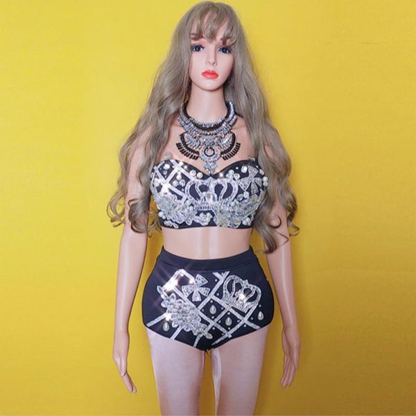 women's tracksuits woman two pieces set silver sequins rhinestone pearls crop shorts female singer dj jazz costumes bodysuit nightclub, Gray
women's tracksuits woman two pieces set silver sequins rhinestone pearls crop shorts female singer dj jazz costumes bodysuit nightclub, Gray
