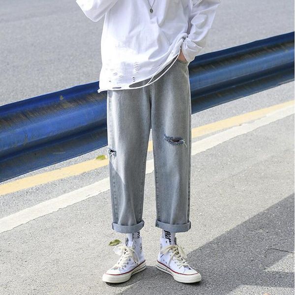 men's jeans summer trend holed korean loose straight tube fashion brand wide leg pants thin harem, Blue
men's jeans summer trend holed korean loose straight tube fashion brand wide leg pants thin harem, Blue