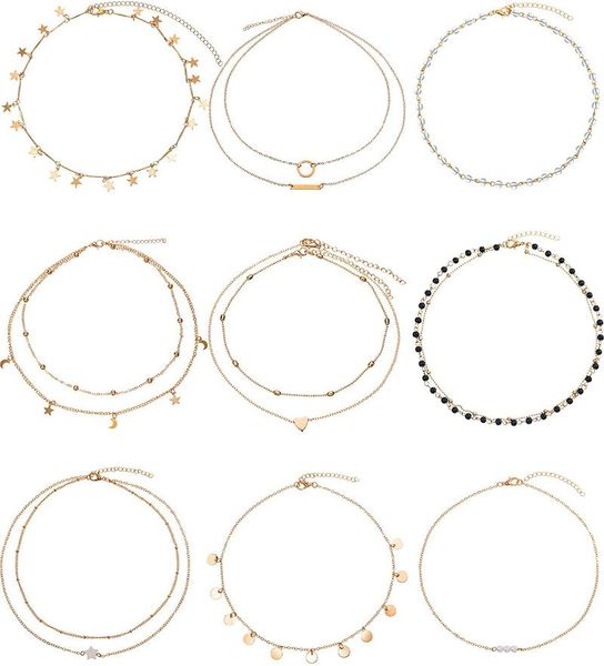 chains 9 pieces gold layering chain choker necklace layered pendant statement star moon heart coin for women girls, Silver
chains 9 pieces gold layering chain choker necklace layered pendant statement star moon heart coin for women girls, Silver