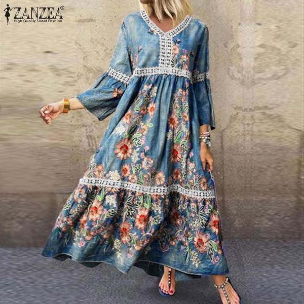 stylish women's printed sundress zanzea summer lace patchwork maxi dress flare sleeve maxi vestidos female v neck robe femme 7, Black;gray
stylish women's printed sundress zanzea summer lace patchwork maxi dress flare sleeve maxi vestidos female v neck robe femme 7, Black;gray