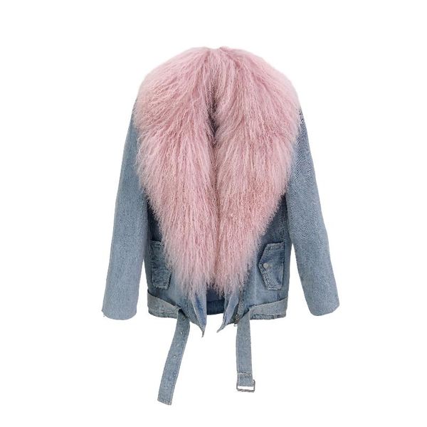 women's fur & faux 2021 sheep wool collar jeans material coat down lining fashion jacket women short paragr, Black
women's fur & faux 2021 sheep wool collar jeans material coat down lining fashion jacket women short paragr, Black
