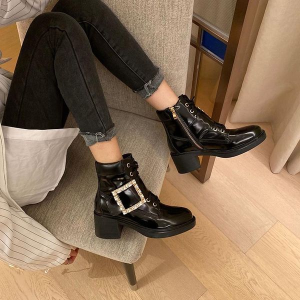 boots crystal buckle belt knight botas female pu leather short botines chunky high heels shoes lace-up zipper motorcycle women, Black
boots crystal buckle belt knight botas female pu leather short botines chunky high heels shoes lace-up zipper motorcycle women, Black