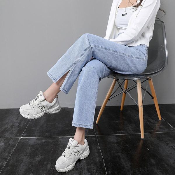 women's jeans korean style loose casual denim pants high waisted wide leg fashion side split spring trousers pantalon, Blue
women's jeans korean style loose casual denim pants high waisted wide leg fashion side split spring trousers pantalon, Blue