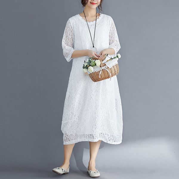 2021 lace half sleeve long new summer loose women casual plus size o-neck solid color female es lj2252 a3lr, Black;gray
2021 lace half sleeve long new summer loose women casual plus size o-neck solid color female es lj2252 a3lr, Black;gray