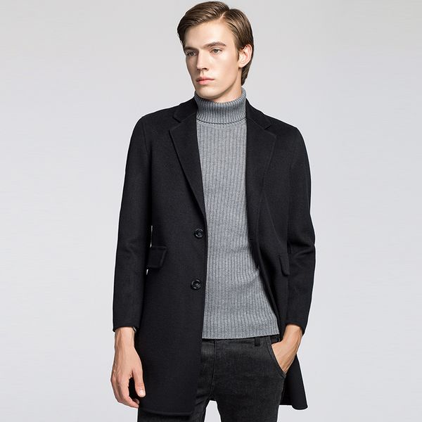 men's wool & blends new autumn and winter men double-sided ni-medium length handmade cashmere overcoat casual ands comfortable overcoat, Black
men's wool & blends new autumn and winter men double-sided ni-medium length handmade cashmere overcoat casual ands comfortable overcoat, Black