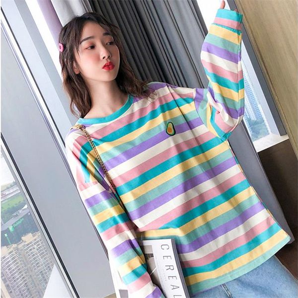 2021 new style preppy raiow striped sleeve long female t-shirt autumn harajuku kawaii fruits embroidered t-schoolgirl shirt huu8, White
2021 new style preppy raiow striped sleeve long female t-shirt autumn harajuku kawaii fruits embroidered t-schoolgirl shirt huu8, White