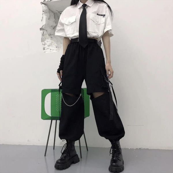 houzhou gothic streetwear cargo women pant with chain punk techwear black oversize korean fashion wide leg trousers alt, Black;white
houzhou gothic streetwear cargo women pant with chain punk techwear black oversize korean fashion wide leg trousers alt, Black;white