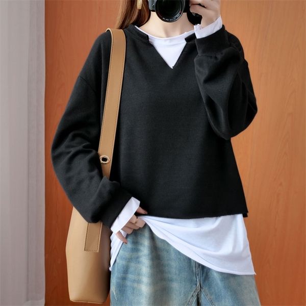 plus size t-shirt autumn two-piece patchwork cotton women hoodies & sweatshirts female loose solid vintage &tees 210531, White
plus size t-shirt autumn two-piece patchwork cotton women hoodies & sweatshirts female loose solid vintage &tees 210531, White