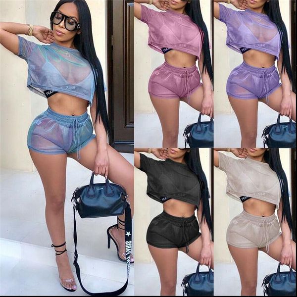 women two piece hollow mesh sheer short sleeve t shirt crop shorts tracksuit high waist lace up shorts jumpsuit romper, Gray
women two piece hollow mesh sheer short sleeve t shirt crop shorts tracksuit high waist lace up shorts jumpsuit romper, Gray