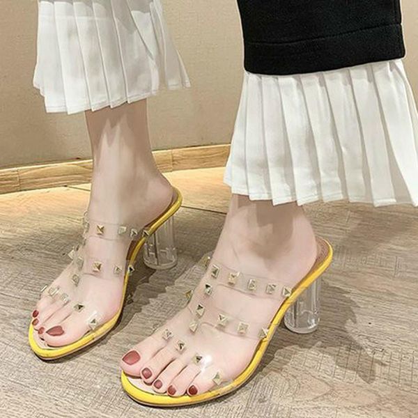 slippers women summer sandals high heels shoes woman clear transparent slides rivets sandalias mujer sapato feminino d770, Black
slippers women summer sandals high heels shoes woman clear transparent slides rivets sandalias mujer sapato feminino d770, Black