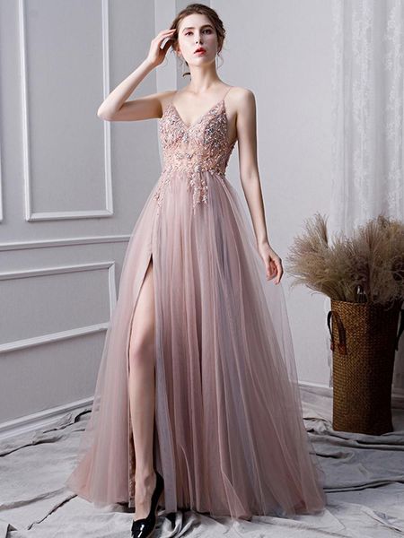 party dresses sweet tulle evening v neck spaghetti straps backless prom gown with split sequined beadings for birthday, White;black
party dresses sweet tulle evening v neck spaghetti straps backless prom gown with split sequined beadings for birthday, White;black