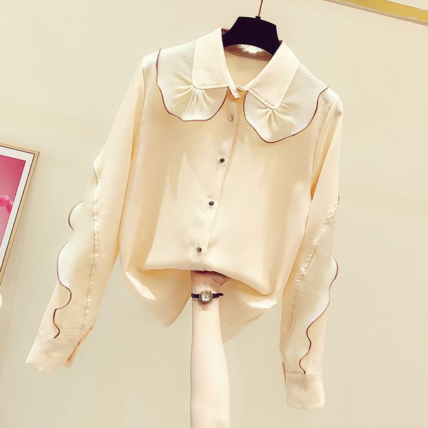 long-sleeve frilly blouse for woman 2021 spring new big fashion lapel shirt of lady casual lotus leaf r5gc, Black
long-sleeve frilly blouse for woman 2021 spring new big fashion lapel shirt of lady casual lotus leaf r5gc, Black
