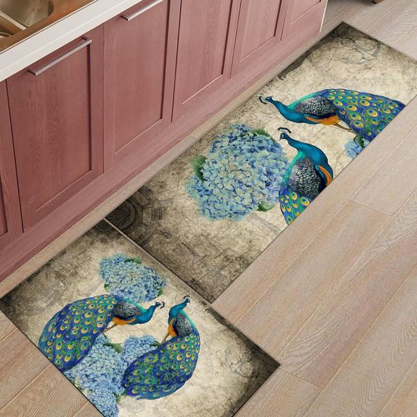peacock hydrangea retro watercolor modern kitchen mat home entrance doormat bathroom non-slip rug floor mat in the room
peacock hydrangea retro watercolor modern kitchen mat home entrance doormat bathroom non-slip rug floor mat in the room