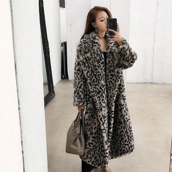 women's wool & blends fall winter woolen trench coat faux fur particles lambswool leopard print loose thick long overcoat mujer abrigos, Black
women's wool & blends fall winter woolen trench coat faux fur particles lambswool leopard print loose thick long overcoat mujer abrigos, Black