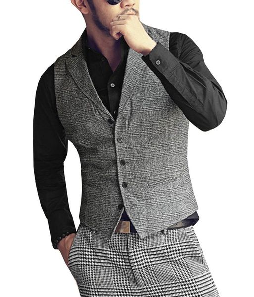 men's vests mens single-breasted suit vest v neck wool plaid waistcoat casual formal business groomman for wedding, Black;white
men's vests mens single-breasted suit vest v neck wool plaid waistcoat casual formal business groomman for wedding, Black;white