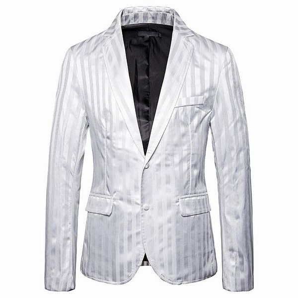 men's suits & blazers luxury men office blazer jacket fashion striped mens suit black/white wedding dress coat casual business male, White;black
men's suits & blazers luxury men office blazer jacket fashion striped mens suit black/white wedding dress coat casual business male, White;black