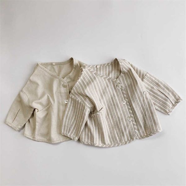 spring boys girls cotton linen long sleeve shirts korean style clothing toddler kids casual loose coat 210615, White;black
spring boys girls cotton linen long sleeve shirts korean style clothing toddler kids casual loose coat 210615, White;black