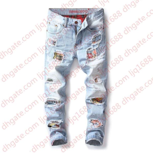mens fashion ripped jeans pants with patches nolvety distressed destroyed patchwork denim trousers washed club wear, Blue
mens fashion ripped jeans pants with patches nolvety distressed destroyed patchwork denim trousers washed club wear, Blue