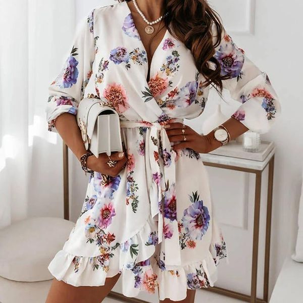 casual dresses 40# office lady floral print ruffle dress women v neck long sleeve chiffon bandage elegant commuting mini vestidos, Black;gray
casual dresses 40# office lady floral print ruffle dress women v neck long sleeve chiffon bandage elegant commuting mini vestidos, Black;gray