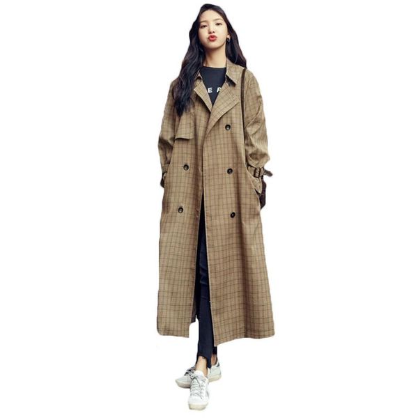 women's trench coats fashion plaid windbreaker women 2021 spring autumn korean style loose mid-length over-the-knee long f575, Tan;black
women's trench coats fashion plaid windbreaker women 2021 spring autumn korean style loose mid-length over-the-knee long f575, Tan;black