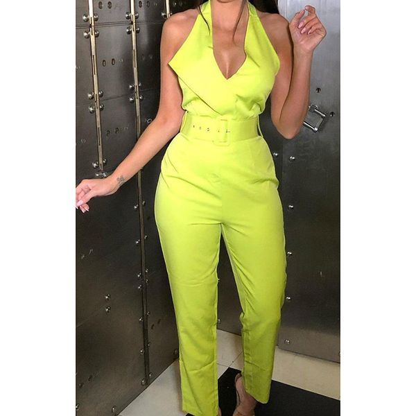 pants trousers t116 women's fluorescent jumpsuit lapel sleeveless high waist leaky back with belt, Black;white
pants trousers t116 women's fluorescent jumpsuit lapel sleeveless high waist leaky back with belt, Black;white