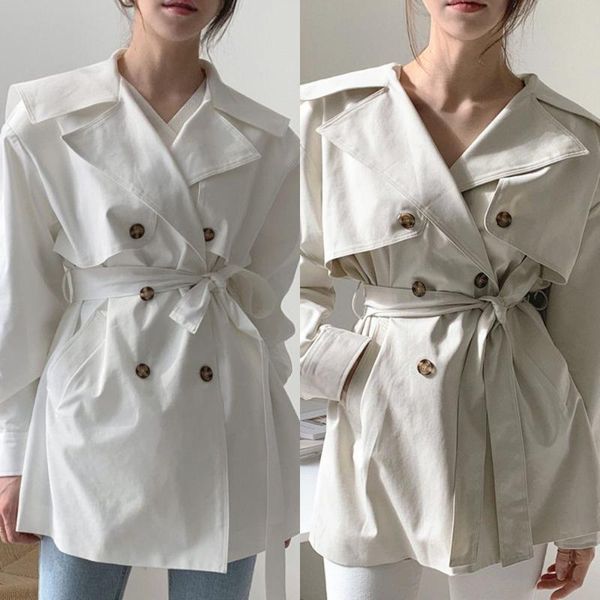 2021 autumn new style korean ladies coat chic minimalist big lapel double-breasted solid color bandage waist short jacket, Black;brown
2021 autumn new style korean ladies coat chic minimalist big lapel double-breasted solid color bandage waist short jacket, Black;brown