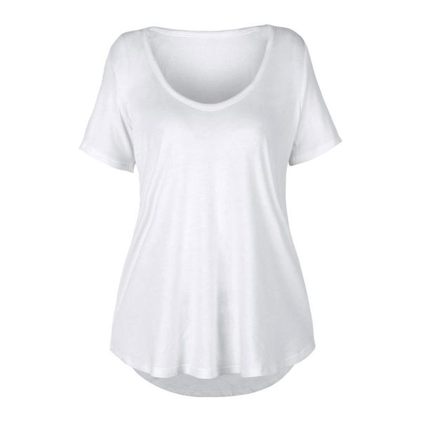 women's t-shirt solid color u-neck short sleeve summer casual loose european and american street fashion wear, White
women's t-shirt solid color u-neck short sleeve summer casual loose european and american street fashion wear, White