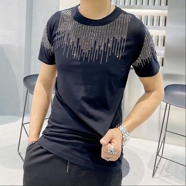 men's t-shirts brand design striped rhinestone t-shirt short sleeve fashion street o-neck slim cotton, White;black
men's t-shirts brand design striped rhinestone t-shirt short sleeve fashion street o-neck slim cotton, White;black