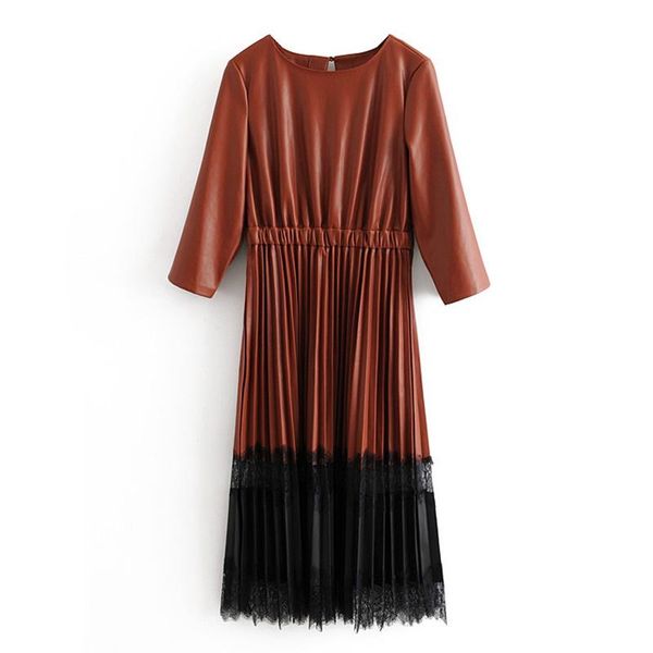 casual dresses hadara pu leather women fashion lace patchwork elastic waist dress elegant pleated long female ladies ju, Black;gray
casual dresses hadara pu leather women fashion lace patchwork elastic waist dress elegant pleated long female ladies ju, Black;gray