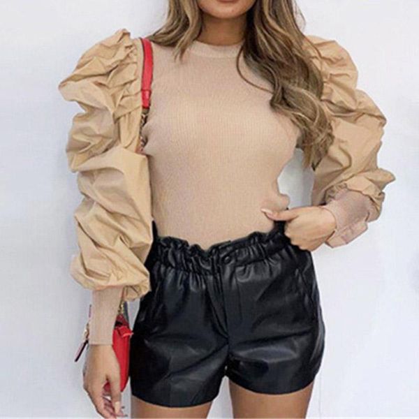 solid puff sleeve patchwork shirts women autumn winter vintage femme tee shirt slim basic elegant blouse streetwear, White
solid puff sleeve patchwork shirts women autumn winter vintage femme tee shirt slim basic elegant blouse streetwear, White