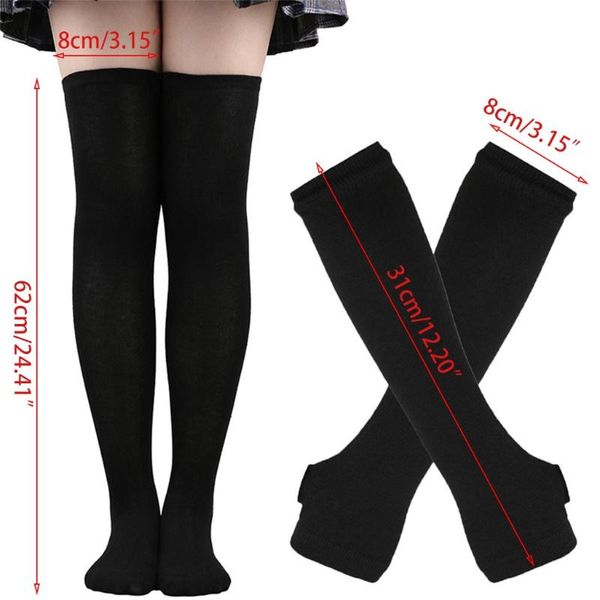 five fingers gloves 68ua striped arm sleeve thumbhole sleeves knee high socks set for cosplay christmas fingerless stretchy stockings, Blue;gray
five fingers gloves 68ua striped arm sleeve thumbhole sleeves knee high socks set for cosplay christmas fingerless stretchy stockings, Blue;gray