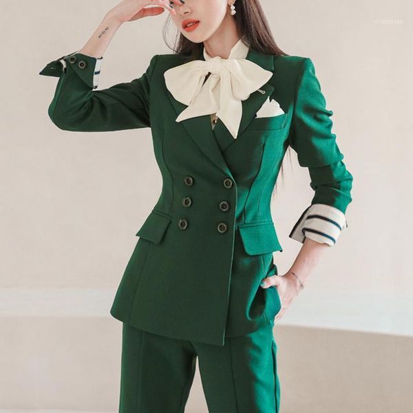 women's two piece pants fashion green women blazer set double-breasted slim jacket & pencil pant suit ladies work female 2 set1, White
women's two piece pants fashion green women blazer set double-breasted slim jacket & pencil pant suit ladies work female 2 set1, White