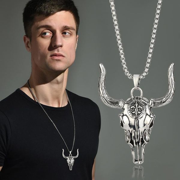 pendant necklaces hip hop fashion wild bull head skull titanium steel necklace men street western bone punk wholesale jewelry, Silver
pendant necklaces hip hop fashion wild bull head skull titanium steel necklace men street western bone punk wholesale jewelry, Silver