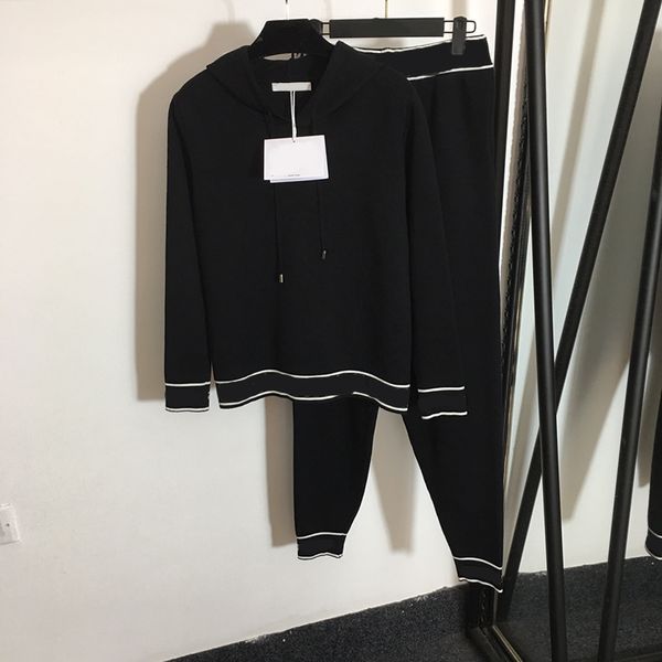 letter embroidery two piece pants fashion long sleeve hooded suit set 3 colors elastic women knit sport sets, White
letter embroidery two piece pants fashion long sleeve hooded suit set 3 colors elastic women knit sport sets, White