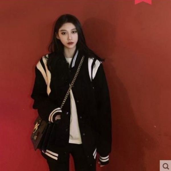 spring and autumn loose jacket baseball jacket fried street short coat women's spring, Black;brown
spring and autumn loose jacket baseball jacket fried street short coat women's spring, Black;brown