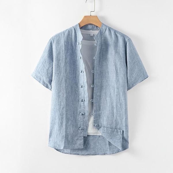 men's casual shirts 165 chinese kongfu shirt for men vintage linen solid color buckle stand-up collar summer short sleeve male tees cl, White;black
men's casual shirts 165 chinese kongfu shirt for men vintage linen solid color buckle stand-up collar summer short sleeve male tees cl, White;black