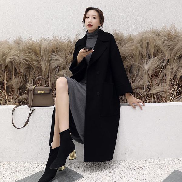 women's wool & blends women 2021 autumn winter woolen loose jackets female long sleeve warm outerwear ladies double breasted overcoat q, Black
women's wool & blends women 2021 autumn winter woolen loose jackets female long sleeve warm outerwear ladies double breasted overcoat q, Black