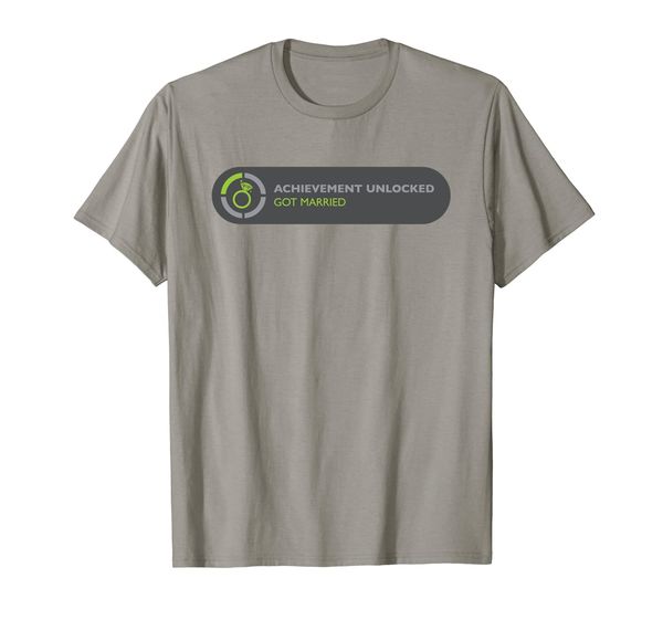 achievement unlocked gamer got married wedding t shirt, White;black