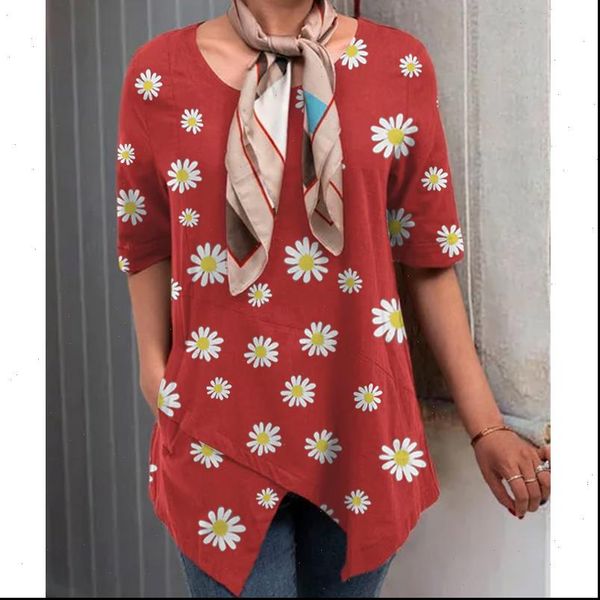 cotton linen irregular women blouses plus size flower print daisy female tunic casual o neck half sleeve 2021 spring blusa shirt, White
cotton linen irregular women blouses plus size flower print daisy female tunic casual o neck half sleeve 2021 spring blusa shirt, White