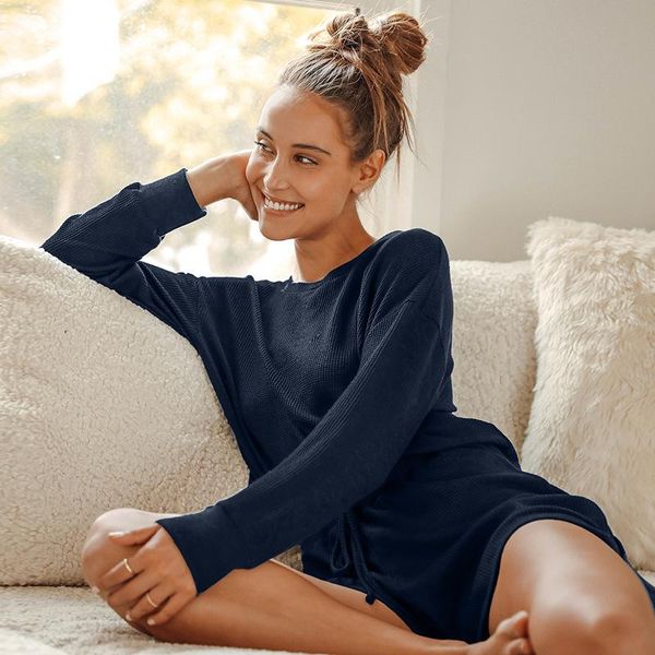 women's tracksuits 2021 european and american style fashion loose long-sleeved blue casual sports shorts suit home service, Gray
women's tracksuits 2021 european and american style fashion loose long-sleeved blue casual sports shorts suit home service, Gray